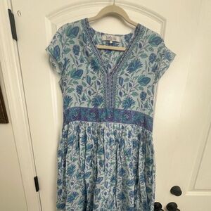 Blue and purple block print sundress